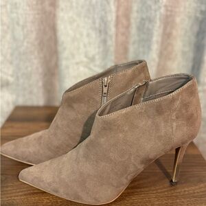 Journee Collection Taupe Suede Ankle Booties